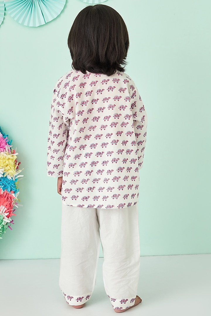 Off White Soft Cotton Printed Night Suit by Giggle Buns at Pernia's Pop Up Shop