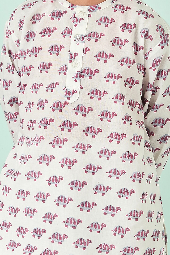 Off White Soft Cotton Printed Night Suit by Giggle Buns at Pernia's Pop Up Shop