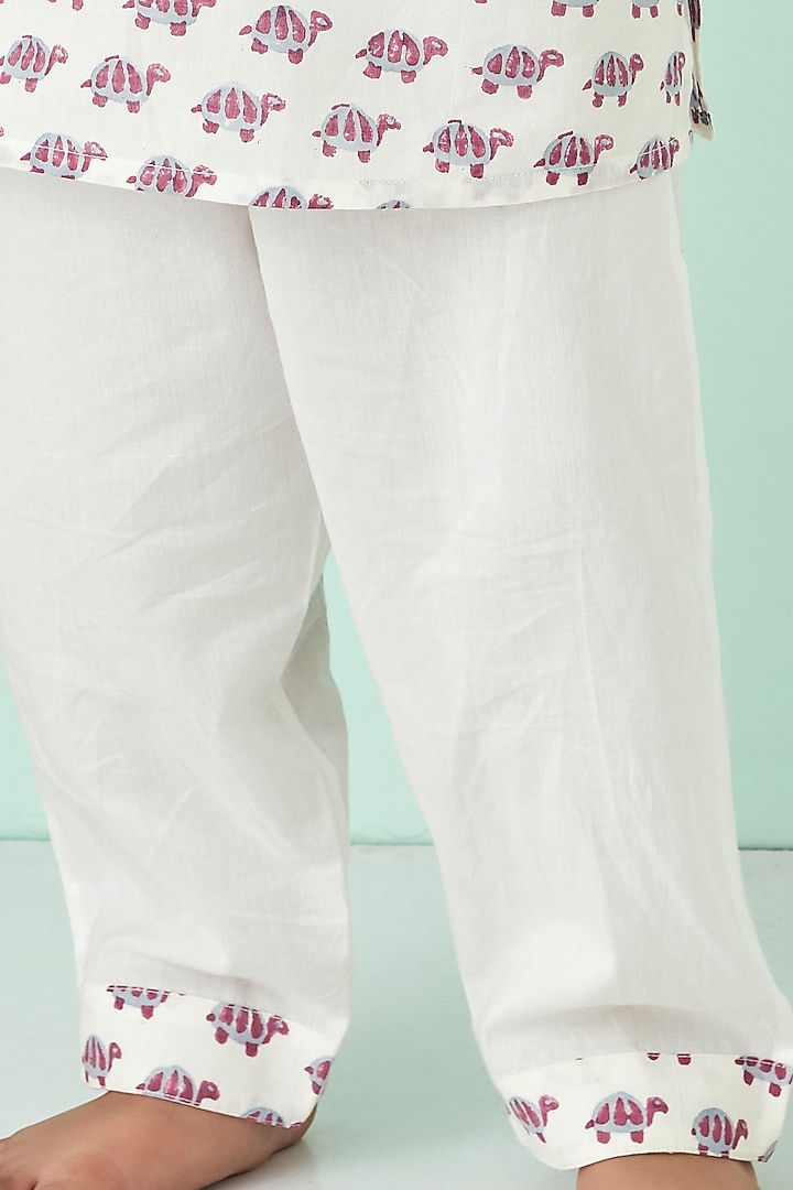 Off White Soft Cotton Printed Night Suit by Giggle Buns at Pernia's Pop Up Shop