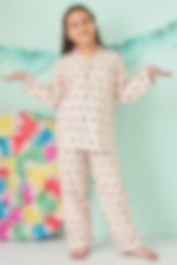 Peach Printed Night Suit by Giggle Buns at Pernia's Pop Up Shop