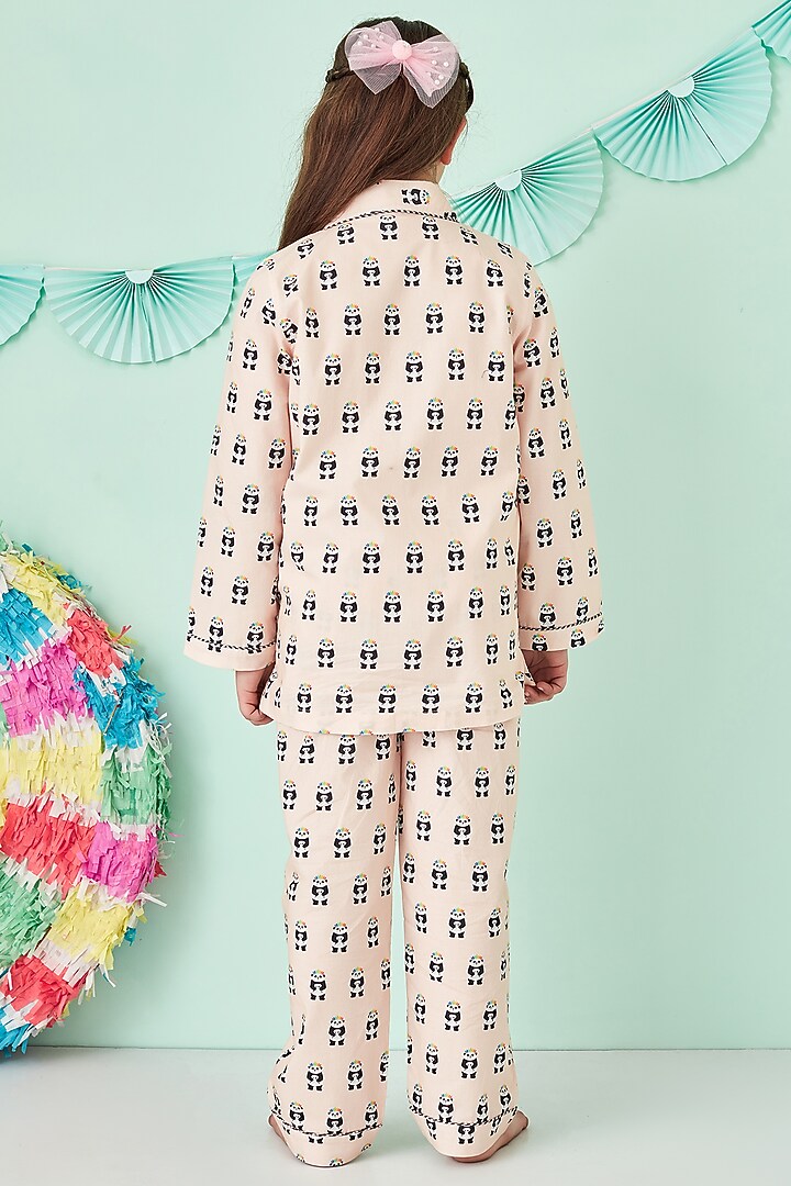 Peach Printed Night Suit by Giggle Buns at Pernia's Pop Up Shop