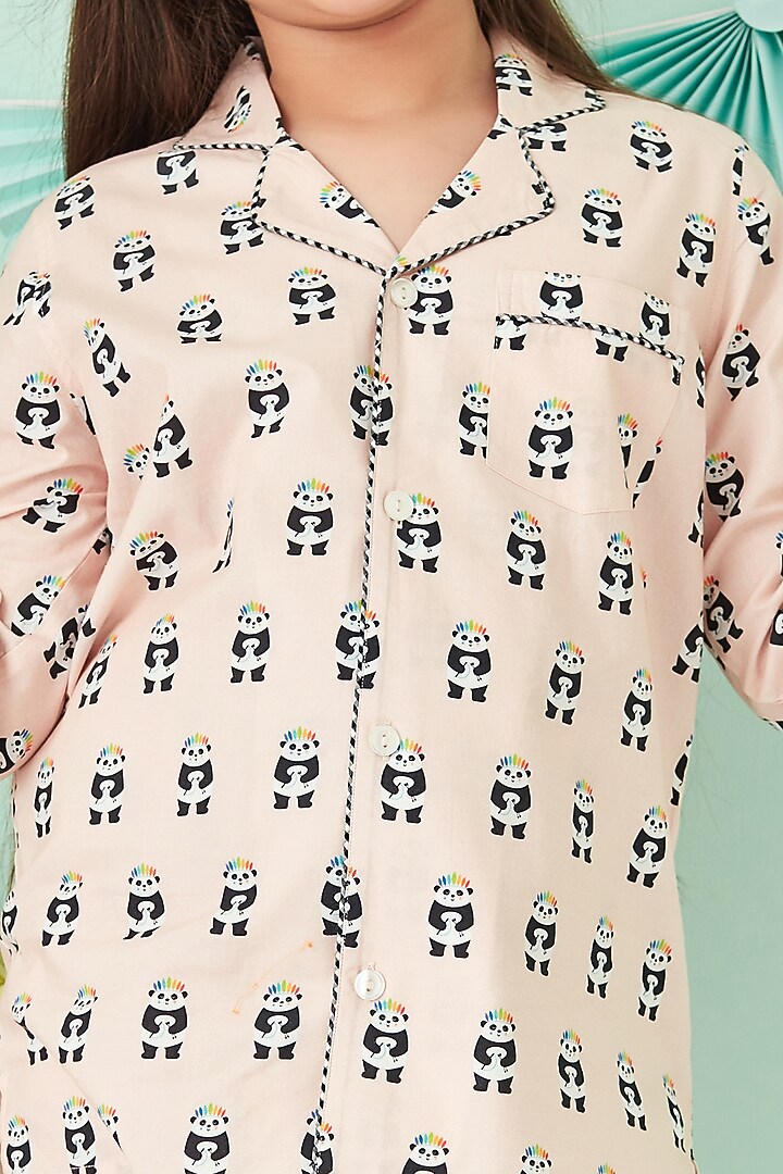 Peach Printed Night Suit by Giggle Buns at Pernia's Pop Up Shop