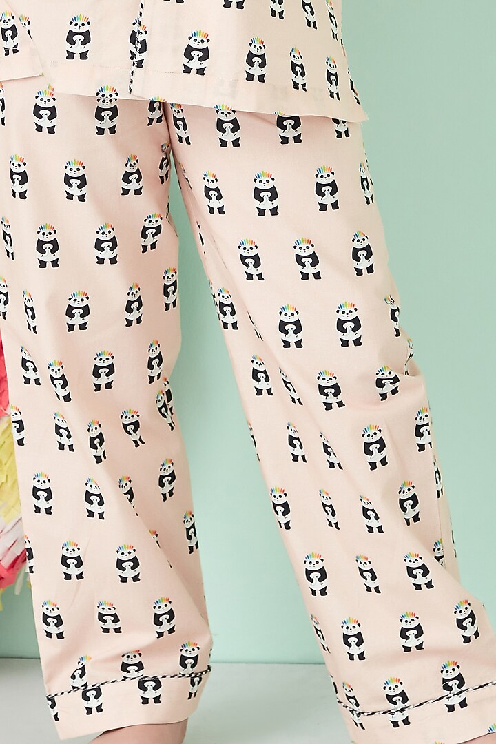 Peach Printed Night Suit by Giggle Buns at Pernia's Pop Up Shop