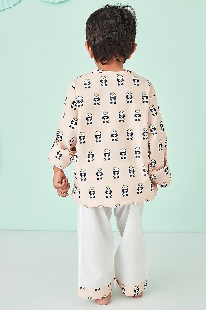 Peach Cotton Printed Night Suit by Giggle Buns at Pernia's Pop Up Shop