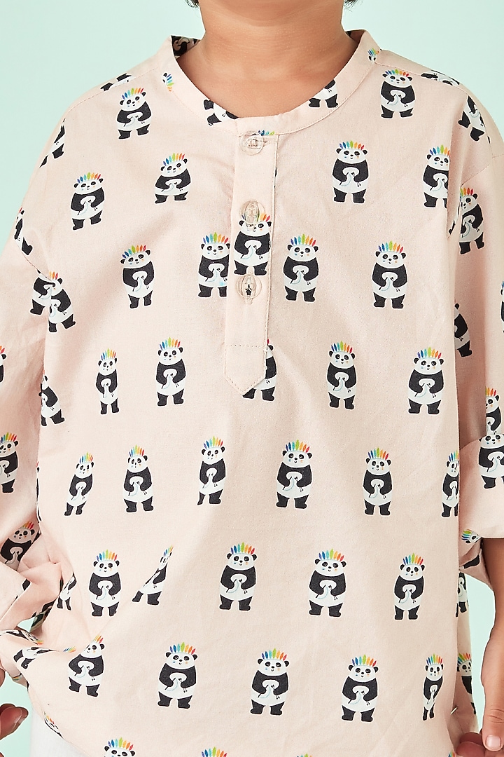 Peach Cotton Printed Night Suit by Giggle Buns at Pernia's Pop Up Shop