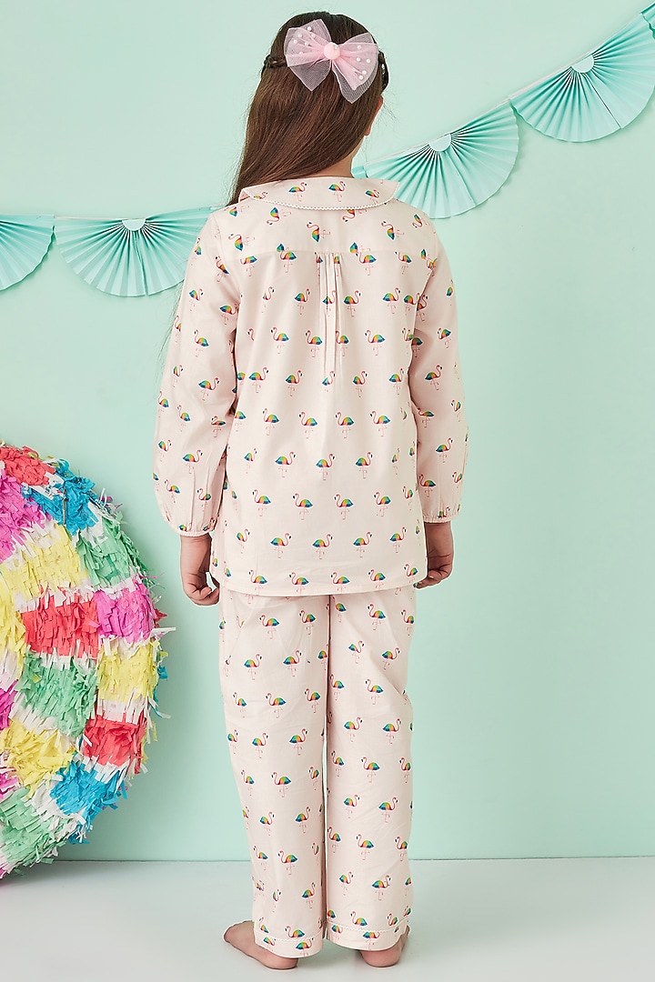 Pink Printed Night Suit For Girls by Giggle Buns at Pernia's Pop Up Shop