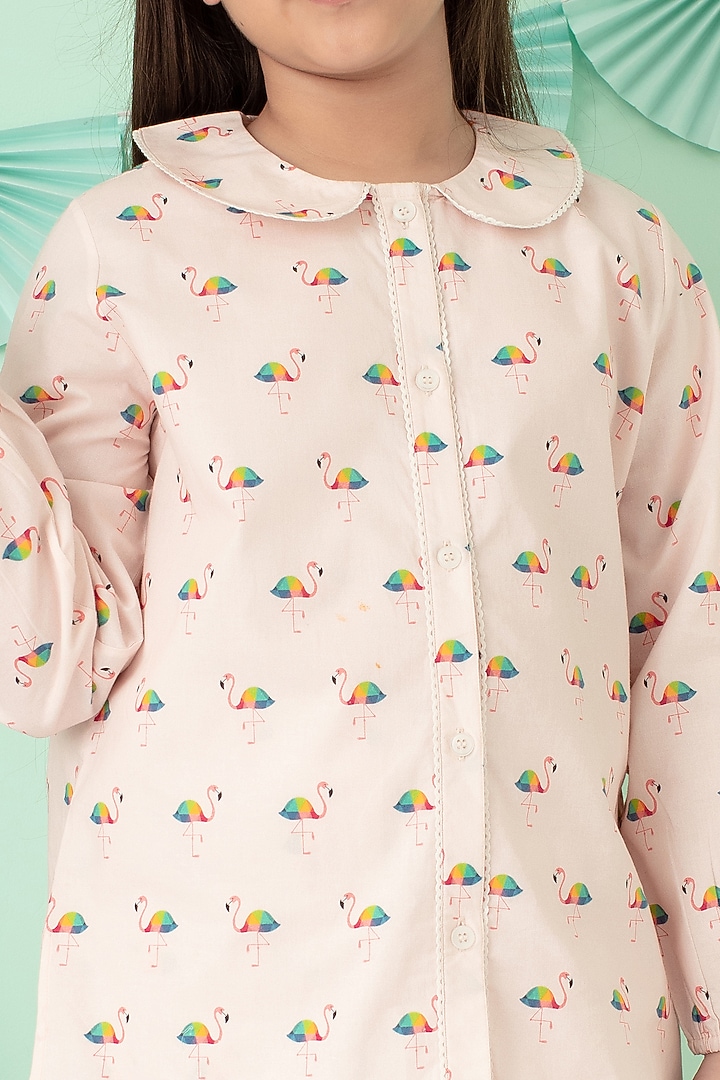 Pink Printed Night Suit For Girls by Giggle Buns at Pernia's Pop Up Shop
