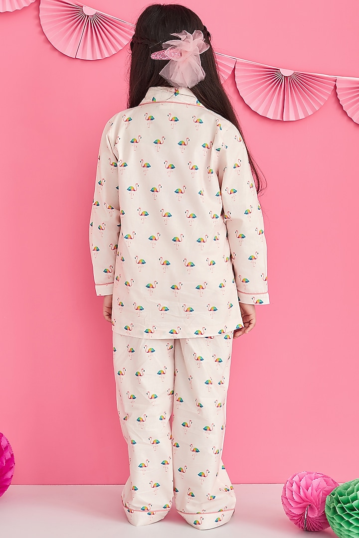Pink Soft Cotton Printed Night Suit For Girls by Giggle Buns at Pernia's Pop Up Shop