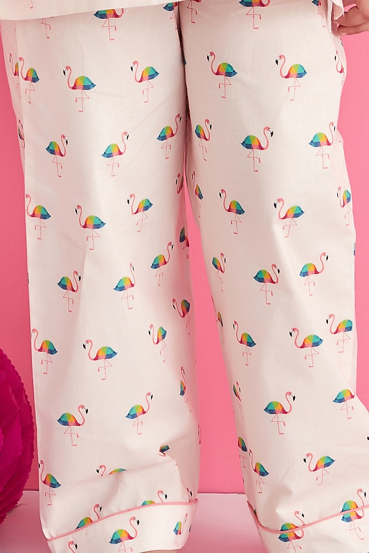 Pink Soft Cotton Printed Night Suit For Girls by Giggle Buns at Pernia's Pop Up Shop