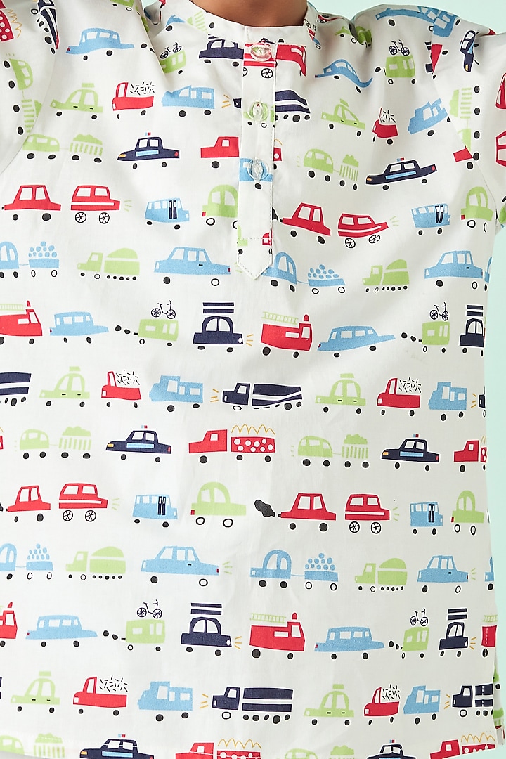 White Soft Cotton Printed Night Suit For Boys by Giggle Buns at Pernia's Pop Up Shop