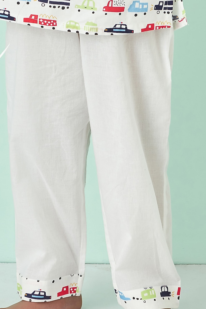 White Soft Cotton Printed Night Suit For Boys by Giggle Buns at Pernia's Pop Up Shop