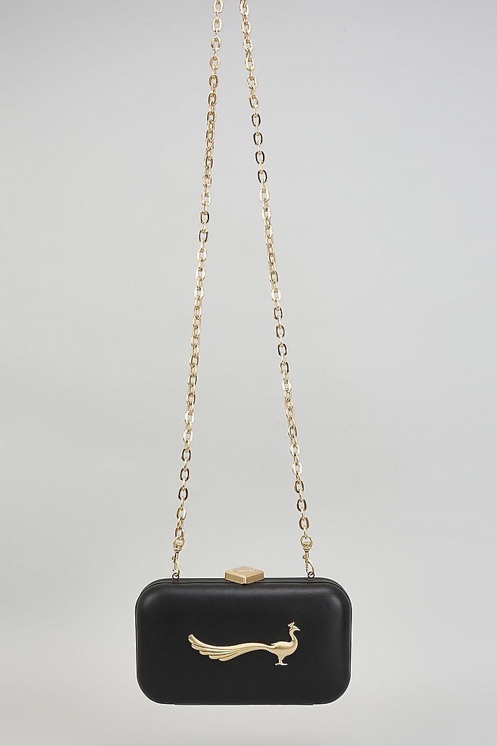 Black Leather Clutch by GLA Accessories at Pernia's Pop Up Shop