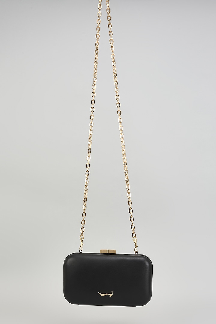 Black Leather Clutch by GLA Accessories at Pernia's Pop Up Shop