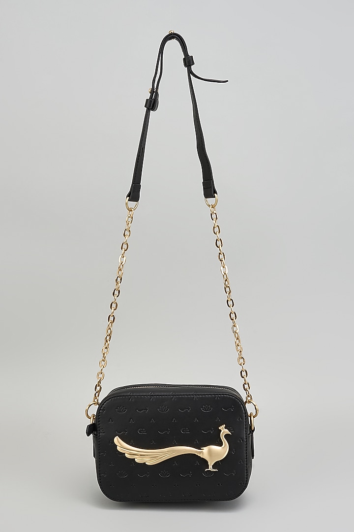 Black Leather Cross Body Bag by GLA Accessories at Pernia's Pop Up Shop