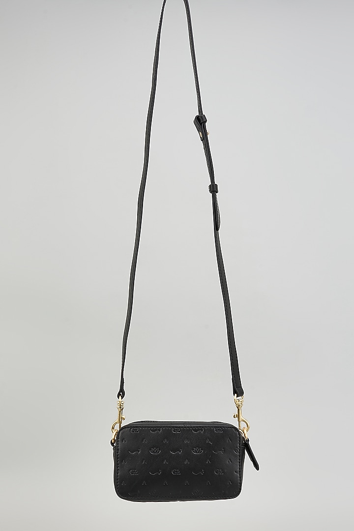 Black Leather Cross Body Bag by GLA Accessories at Pernia's Pop Up Shop