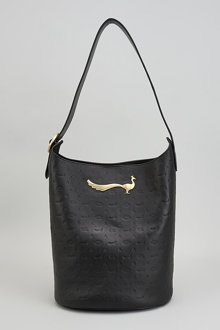 Black Leather Tote Bag by GLA Accessories at Pernia's Pop Up Shop