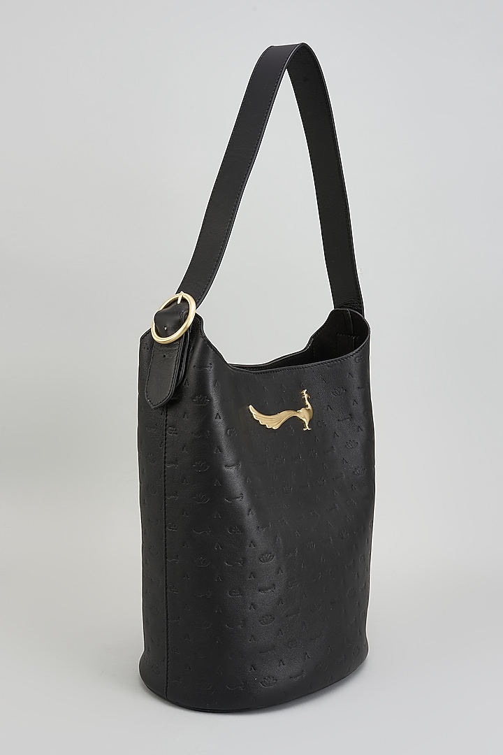 Black Leather Tote Bag by GLA Accessories at Pernia's Pop Up Shop