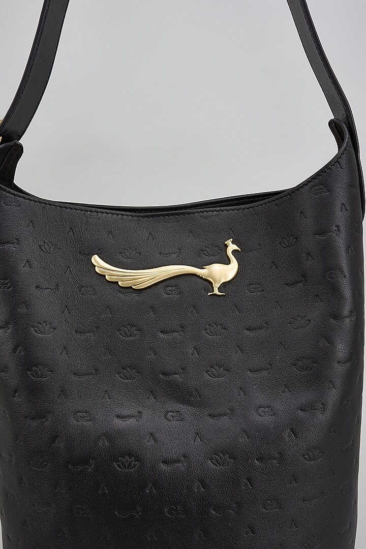 Black Leather Tote Bag by GLA Accessories at Pernia's Pop Up Shop