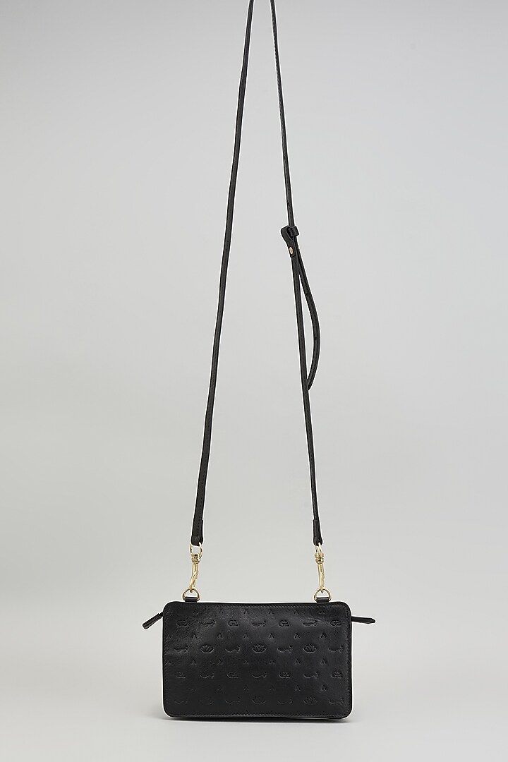 Black Leather Flap Cross Body Bag by GLA Accessories at Pernia's Pop Up Shop
