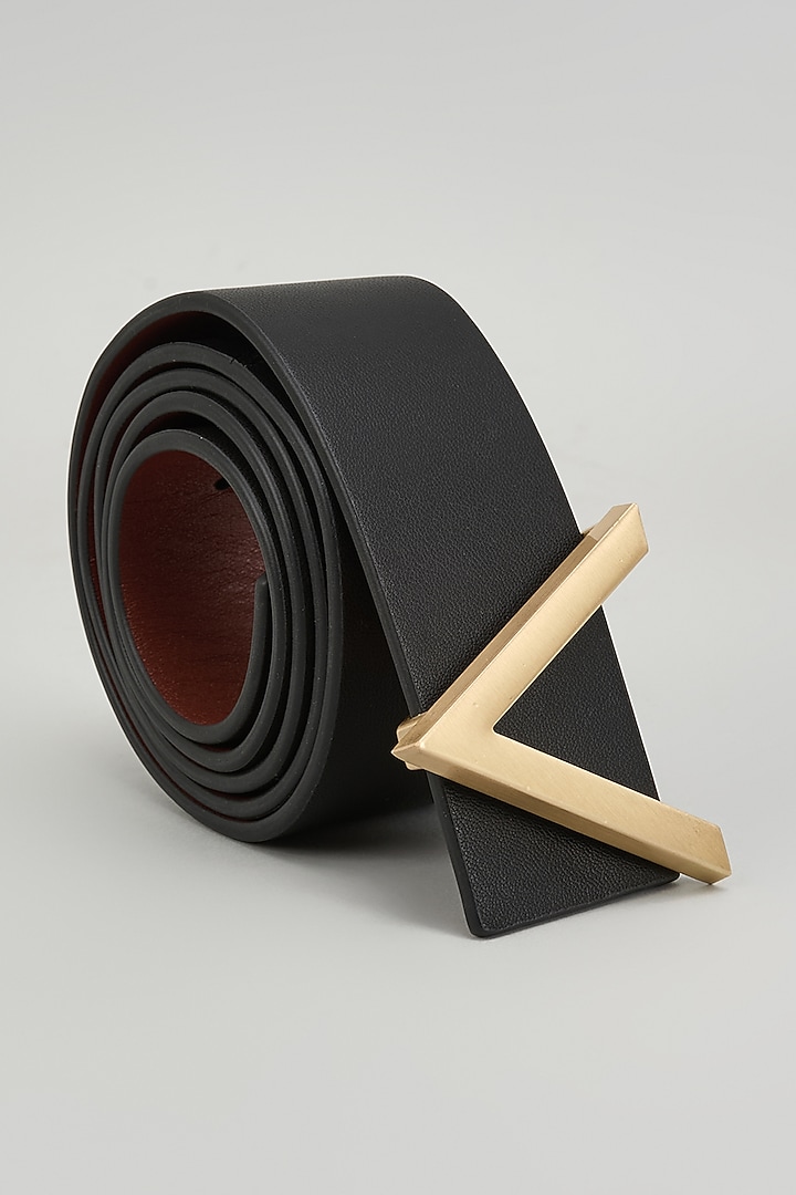Black Leather Belt by GLA Accessories at Pernia's Pop Up Shop