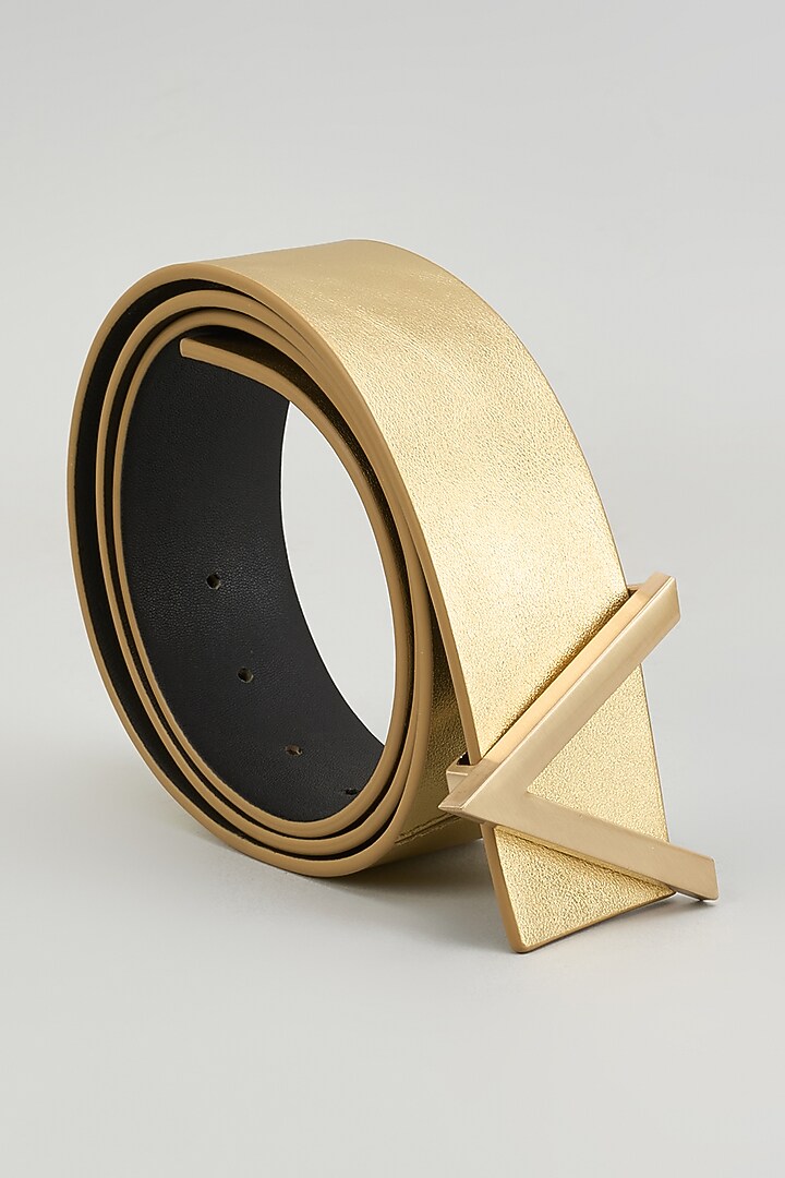 Gold Leather Belt by GLA Accessories at Pernia's Pop Up Shop