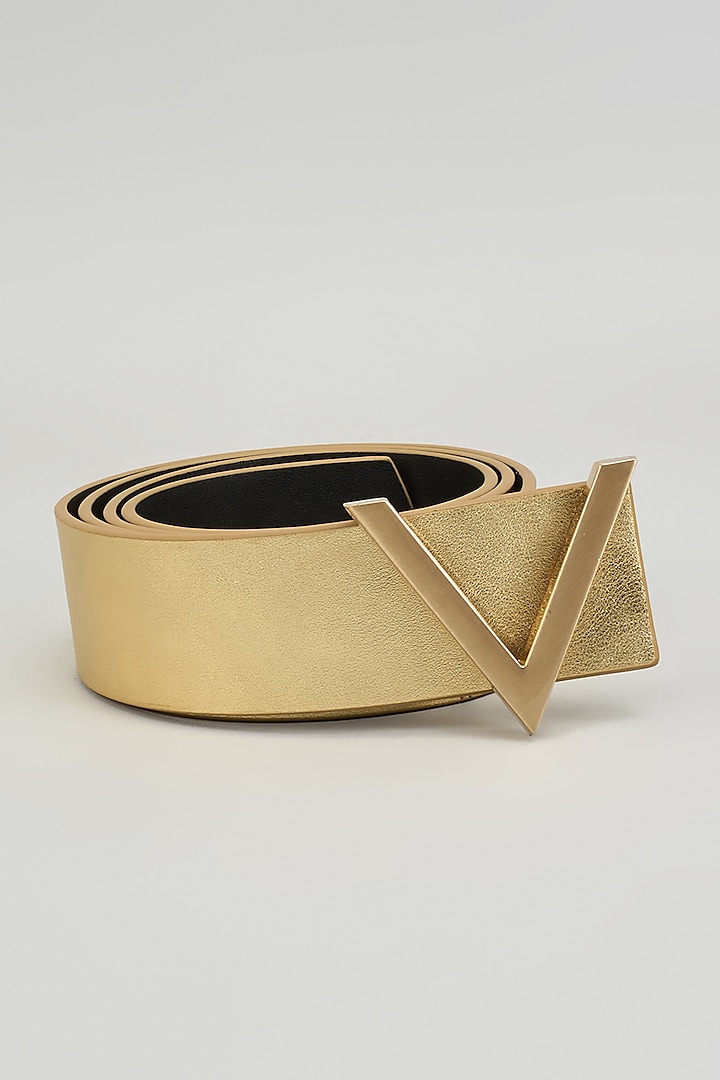 Gold Leather Belt by GLA Accessories