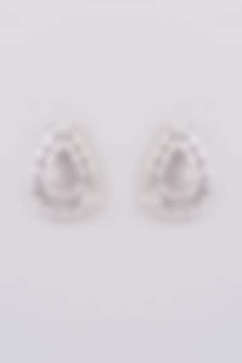 White Finish Zircon Dangler Earrings by GOLDEN WINDOW
