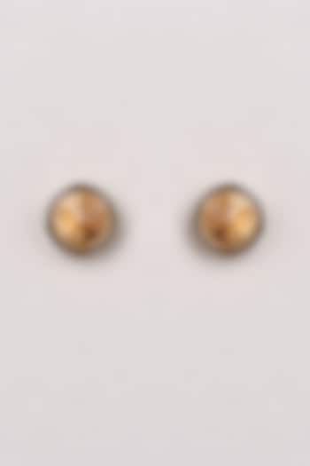 Gold Finish Swarovski Enamelled Stud Earrings by GOLDEN WINDOW