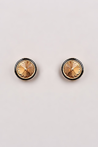 Gold Finish Swarovski Enamelled Stud Earrings by GOLDEN WINDOW