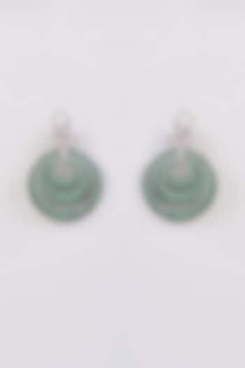 White Finish Green Zircon Dangler Earrings by GOLDEN WINDOW