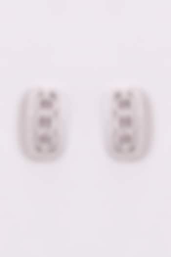 White Finish Zircon Stud Earrings by GOLDEN WINDOW