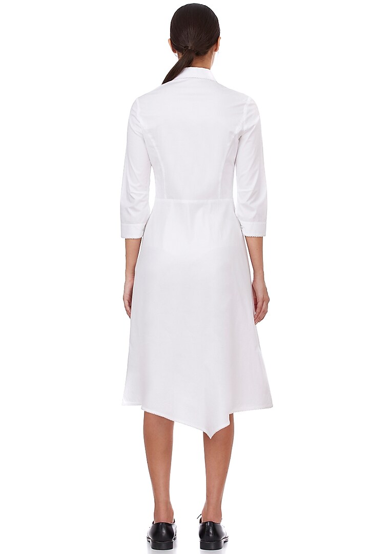 White Poplin Midi Summer Dress by Genes Lecoanet Hemant at Pernia's Pop Up Shop