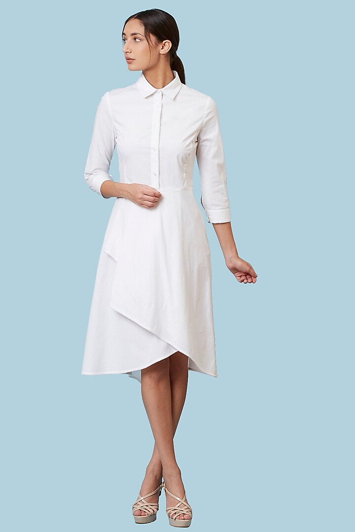 White Poplin Midi Summer Dress by Genes Lecoanet Hemant at Pernia's Pop Up Shop
