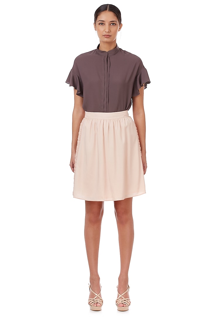 Nude Ruched Skirt by Genes Lecoanet Hemant at Pernia's Pop Up Shop