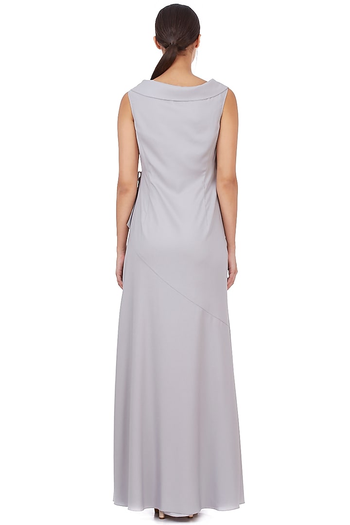 Light Grey Maxi Wrap Summer Dress by Genes Lecoanet Hemant at Pernia's Pop Up Shop
