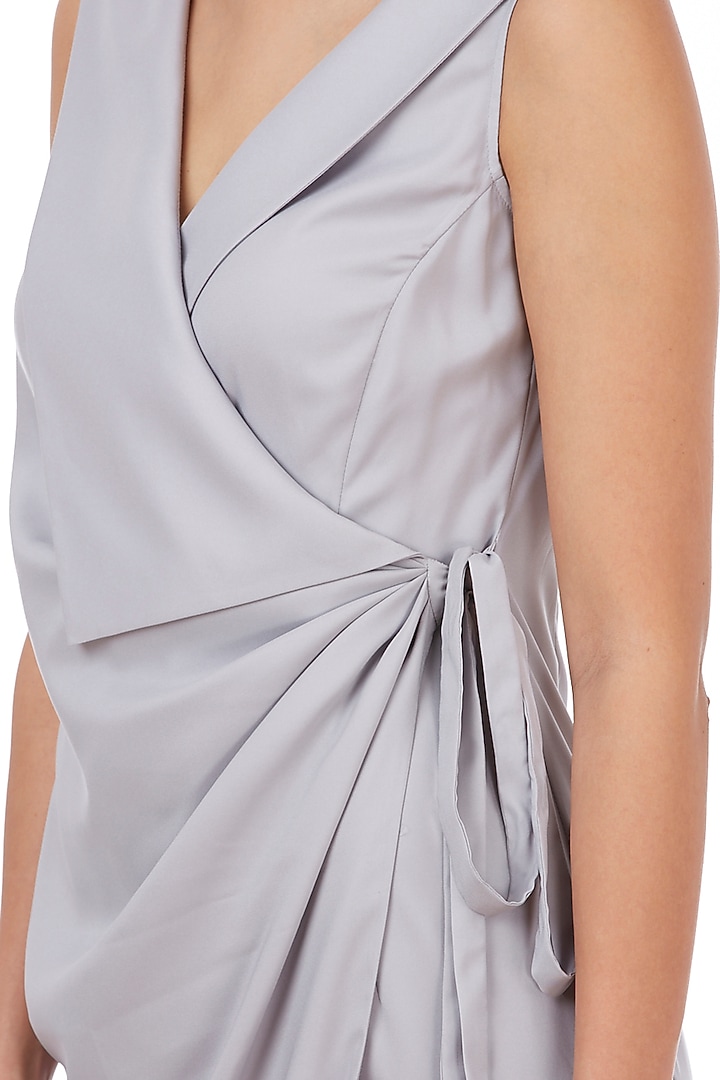 Light Grey Maxi Wrap Summer Dress by Genes Lecoanet Hemant at Pernia's Pop Up Shop