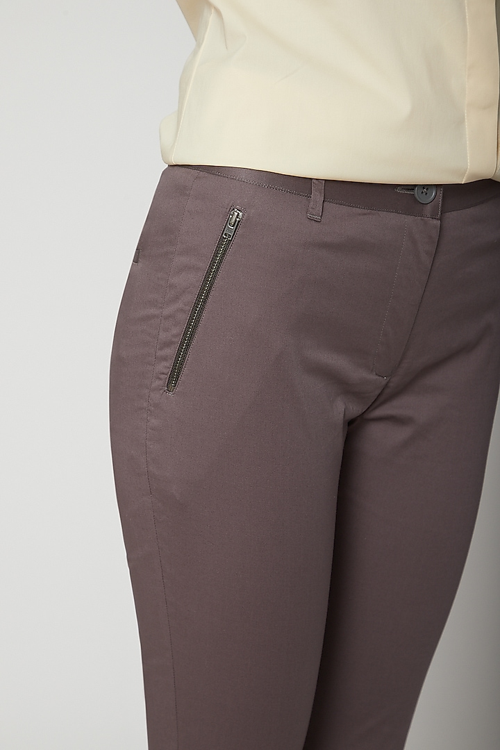Charcoal Grey Poly Twill Chino Pants by Genes Lecoanet Hemant at Pernia's Pop Up Shop