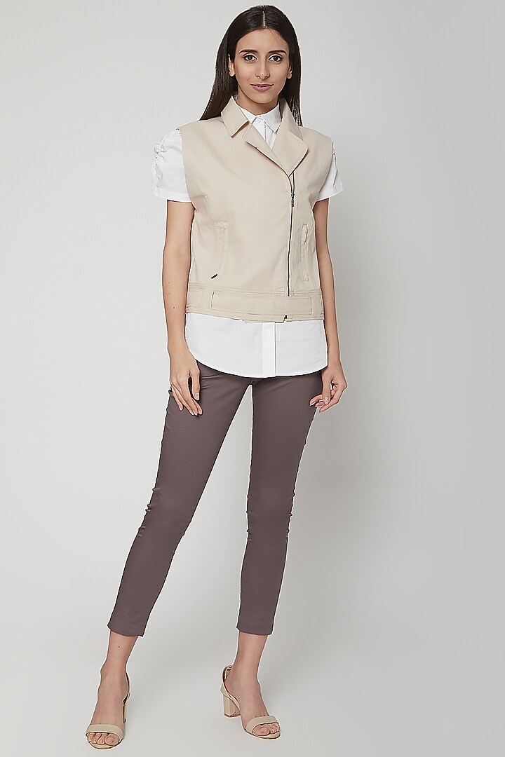 Natural Beige Oversized Jacket by Genes Lecoanet Hemant at Pernia's Pop Up Shop