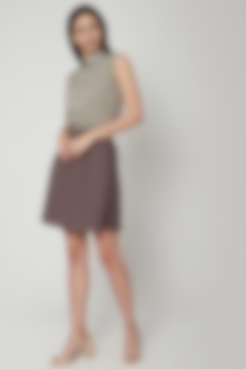 Charcoal Grey Skirt With Ruching by Genes Lecoanet Hemant at Pernia's Pop Up Shop