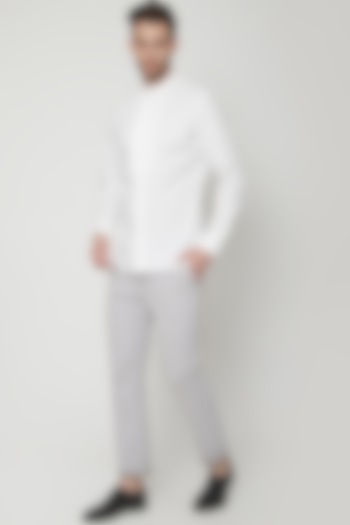 White Shirt With Tailored Bib by Genes Lecoanet Hemant Men at