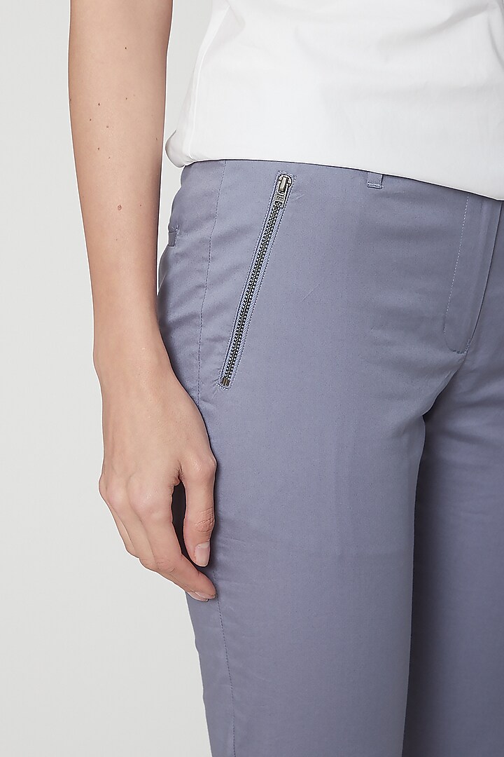 Blue Cotton Twill Chino Pants by Genes Lecoanet Hemant at Pernia's Pop Up Shop
