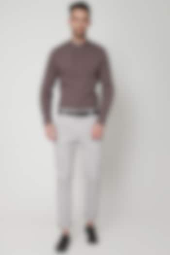 Light Grey Chino Trousers by Genes Lecoanet Hemant Men