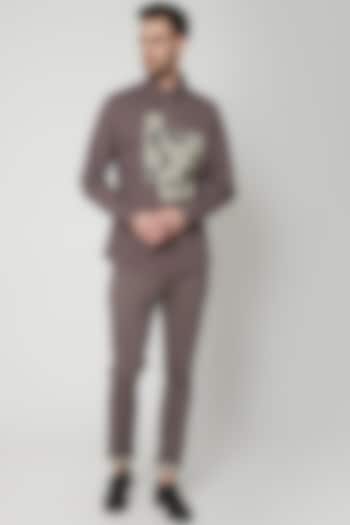 Charcoal Grey Chino Trousers by Genes Lecoanet Hemant Men at Pernia's Pop Up Shop