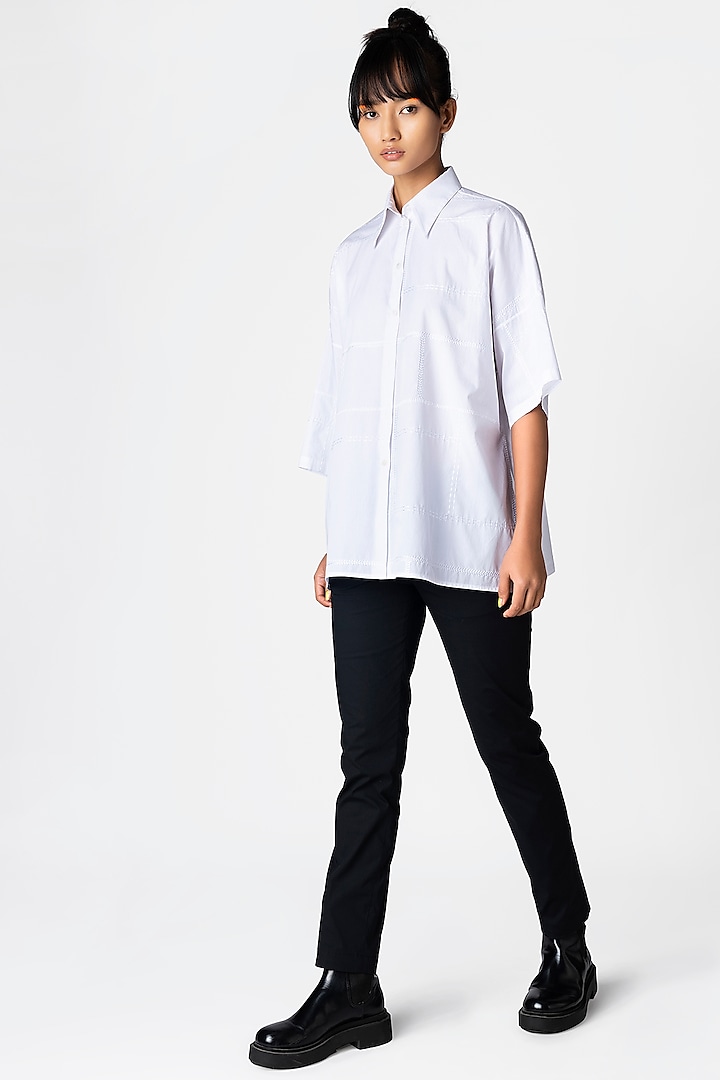 White Embroidered Shirt by Genes Lecoanet Hemant