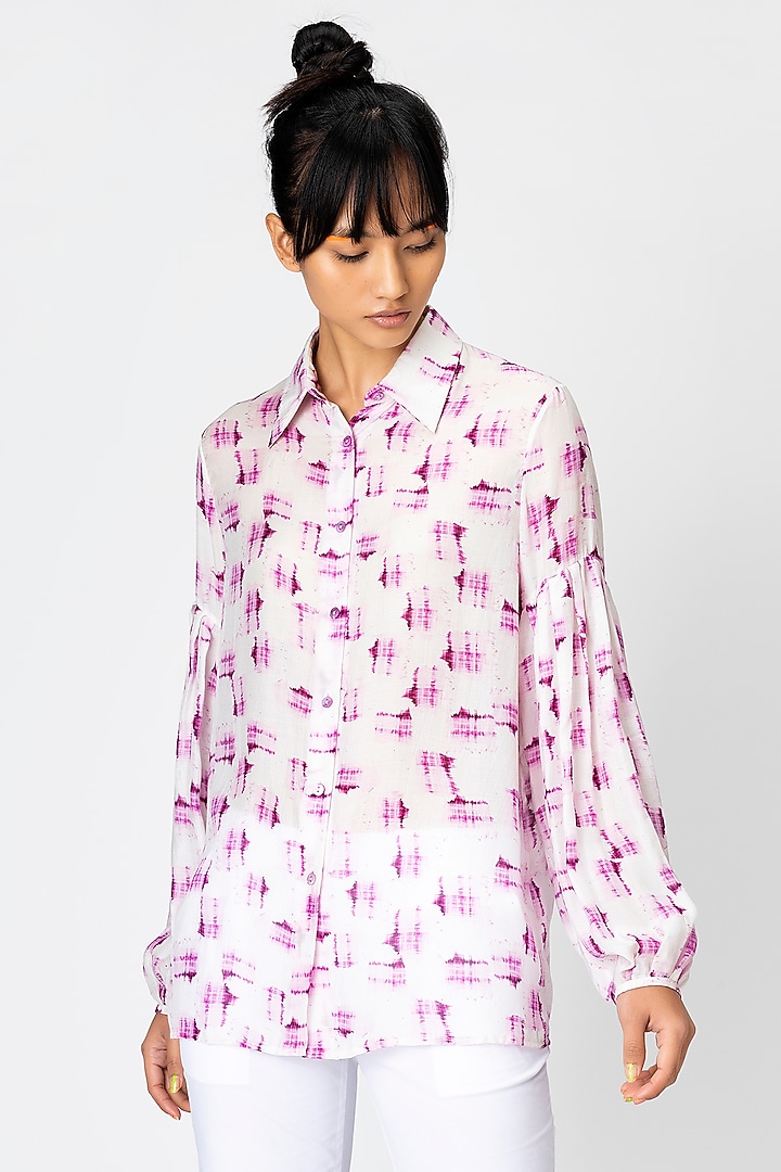 Orchid Checkered Shirt by Genes Lecoanet Hemant at Pernia's Pop Up Shop