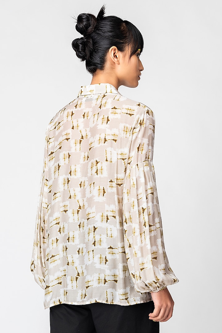 Sand Checkered Shirt by Genes Lecoanet Hemant at Pernia's Pop Up Shop