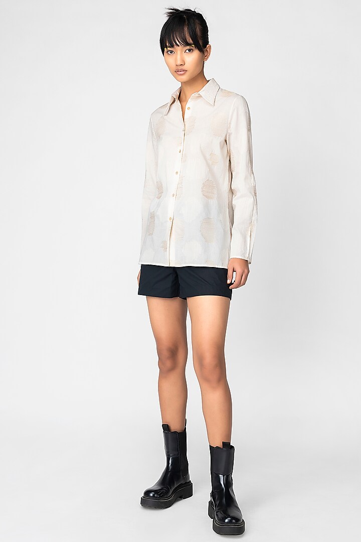 Ecru Embroidered Shirt by Genes Lecoanet Hemant