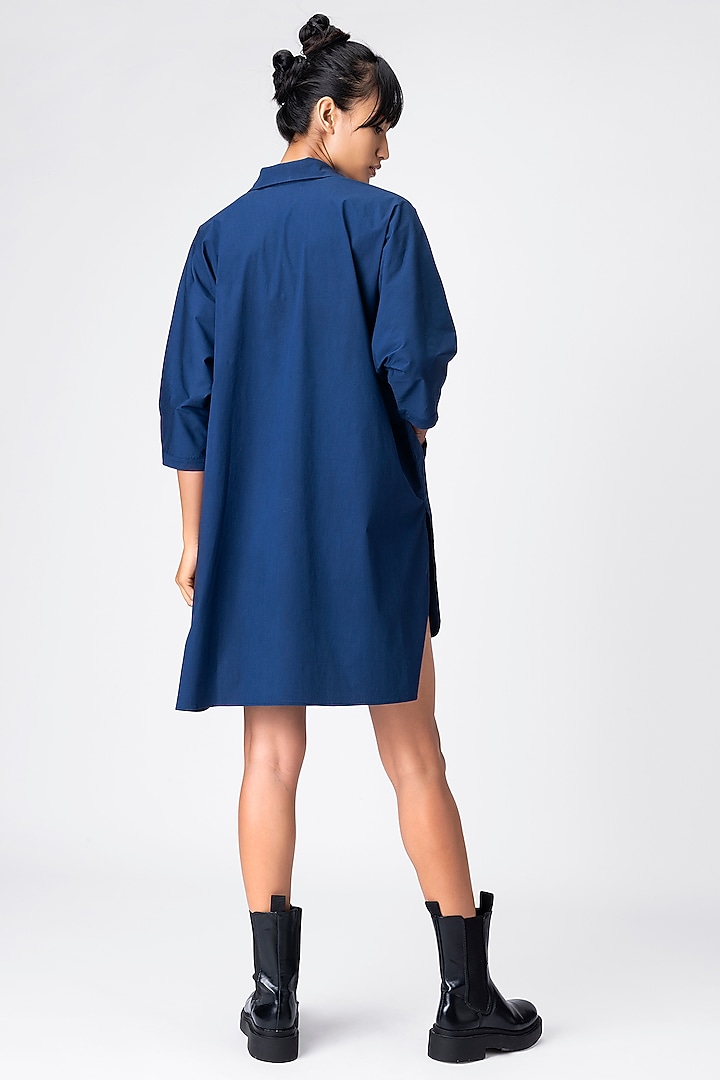 Marine Blue Cotton Tunic by Genes Lecoanet Hemant at Pernia's Pop Up Shop