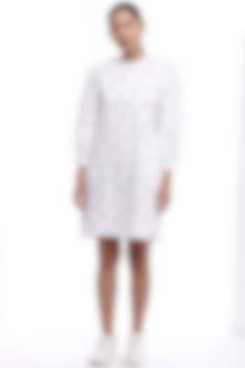 White Printed Summer Dress by Genes Lecoanet Hemant at Pernia's Pop Up Shop