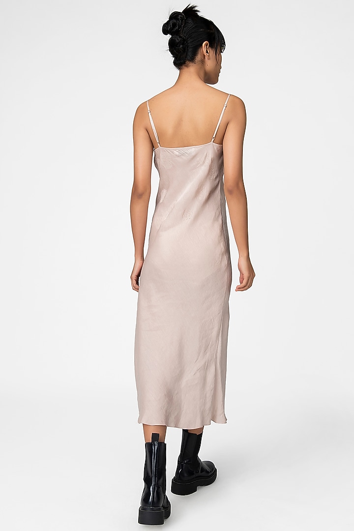 Goan Sand Satin Embroidered Summer Dress by Genes Lecoanet Hemant at Pernia's Pop Up Shop